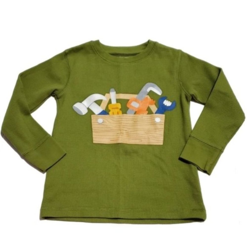 thermal long sleeve graphic shirt olive green size